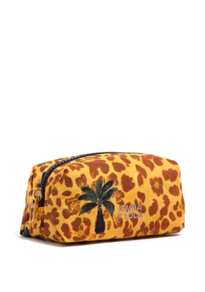 Bimba y Lola small leopard-print palm-motif make-up bag - Yellow
