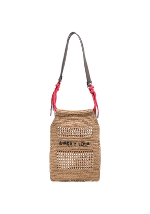 Bimba y Lola small woven-raffia shoulder bag - Neutrals