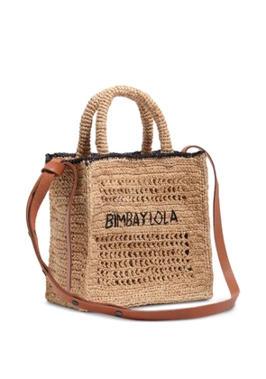 Bimba y Lola medium logo-embroidered cross body bag - Neutrals