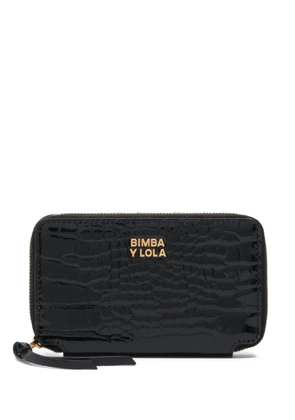 Bimba y Lola croc-effect patent wallet - Black