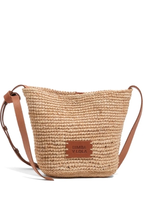 Bimba y Lola small logo-patch woven shoulder bag - Neutrals