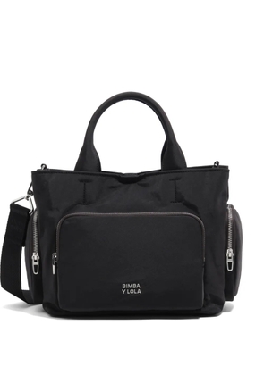 Bimba y Lola medium logo-plaque shoulder bag - Black