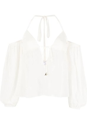 Patrizia Pepe semi-sheer halterneck blouse - White