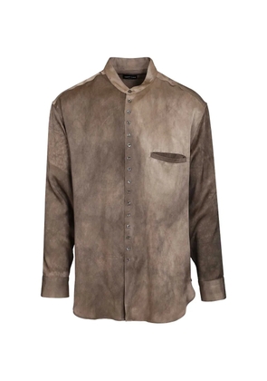 Giorgio Armani mandarin-collar silk shirt - Brown