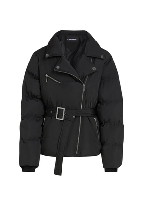 Karl Lagerfeld belted padded biker jacket - Black