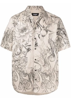 DSQUARED2 graphic-print shirt - Neutrals