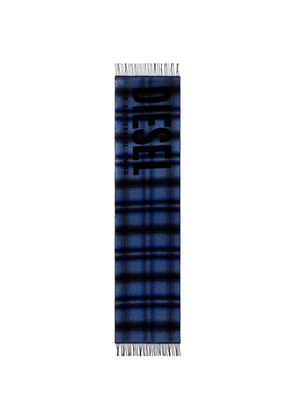 Diesel S-Check jacquard logo-lettering scarf - Blue