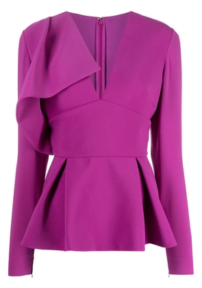 Elie Saab draped silk peplum top - Purple