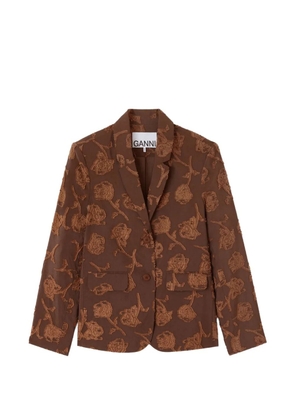GANNI floral-pattern blazer - Brown