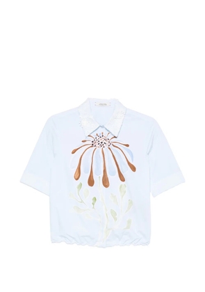 Dorothee Schumacher floral-print embroidered-collar shirt - Blue