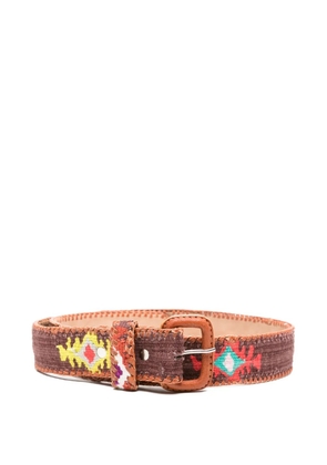 LATCH Chocolate embroidered whipstitch-trim belt - Brown
