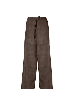 Desa Collection wide-leg leather trousers - Brown