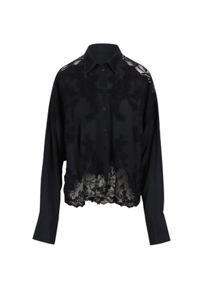 Ermanno Scervino lace-trimmed embroidered shirt - Black