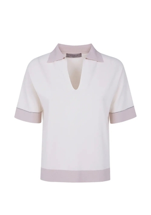 D.Exterior contrast-trim V-neck T-shirt - Neutrals