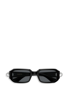 Valentino Garavani logo-plaque rectangle-frame sunglasses - Black