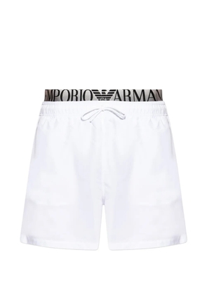 Emporio Armani logo-waistband drawstring swim shorts - White