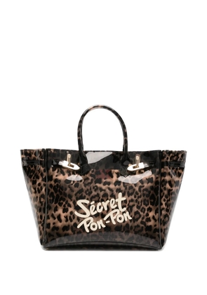 Secret Pon Pon Brigitte leopard-print tote bag - Brown