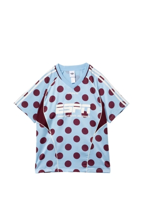 adidas polka-dot V-neck T-shirt - Blue