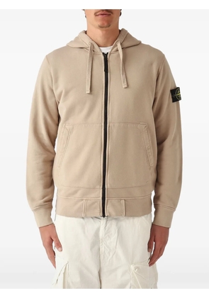 Stone Island logo-patch zip-up hoodie - Neutrals