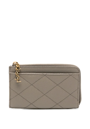Saint Laurent Cassandre diamond-quilted card holder - Grey