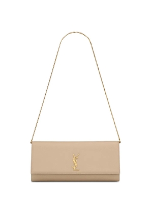 Saint Laurent cassandre chain-leather clutch - Neutrals