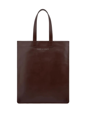 Comme Des Garçons Wallet logo-lettering leather tote bag - Brown