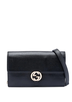 Gucci Pre-Owned 2000-2015 Dollar Calfskin Interlocking G Wallet on Chain crossbody bag - Black