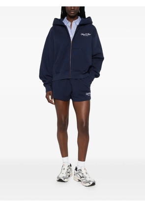 Sporty & Rich logo-embroidered zip-up hoodie - Blue