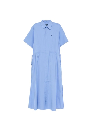 Polo Ralph Lauren logo-embroidered drawstring-waist midi shirt dress - Blue