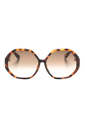 Linda Farrow Paloma tortoiseshell-effect hexagonal-frame sunglasses - Brown