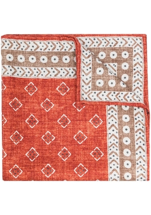 Brunello Cucinelli silk geometric-pattern pocket square - Orange