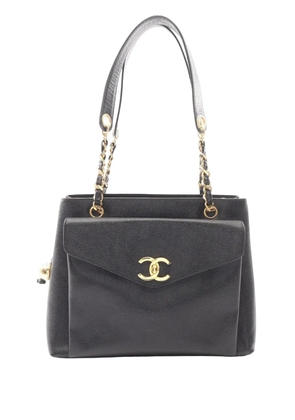CHANEL Pre-Owned 1994-1996 CC Caviar Turnlock Envelope Pocket shoulder bag - Black