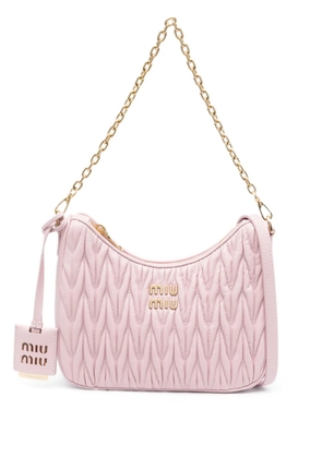 Miu Miu logo-plaque matelassé shoulder bag - Pink