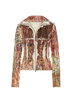 Maison Margiela fragmented floral zip-up cardigan - Red