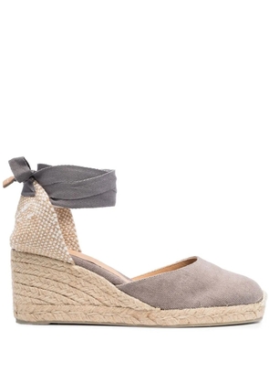 Castañer leather heeled 70mm espadrilles - Grey