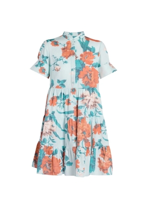 ERDEM floral-print tiered dress - Blue