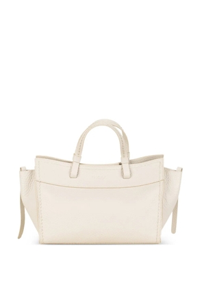 VISONA` grained leather tote bag - Neutrals