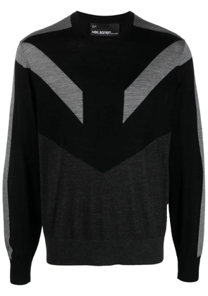Neil Barrett colour-block fine-knit jumper - Black