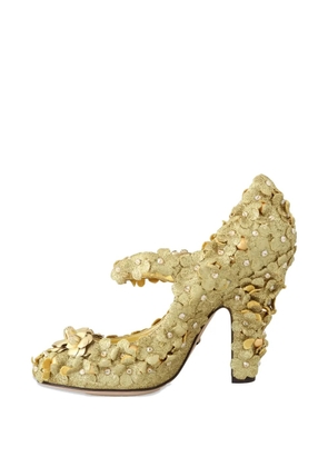 Dolce & Gabbana floral-appliques crystal-embellished pumps - Gold