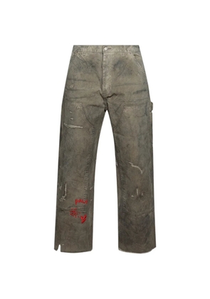 Paly Been Thru It waxed-canvas double-knee trousers - Brown