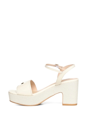LIU JO Harper logo-plaque leather heeled sandals - White