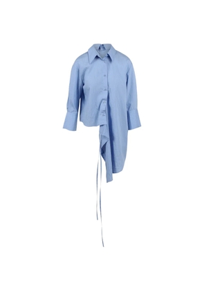 BALOSSA Chiara asymmetric pinstripe-pattern shirt - Blue