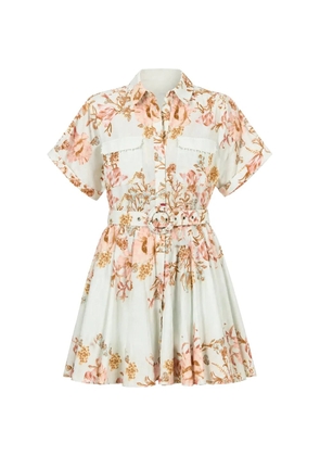 Hemant And Nandita Ezra floral-print belted mini dress - Blue