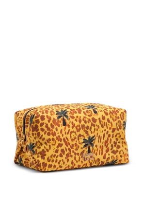 Bimba y Lola large leopard-print palm-print make-up bag - Yellow