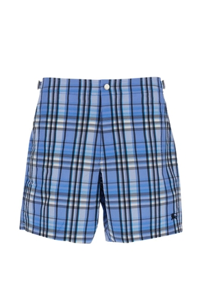 Burberry checked buckled swim shorts - Blue