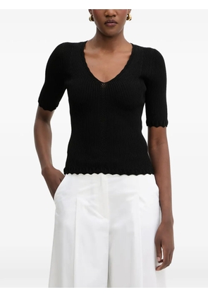 TWINSET ribbed-knit scalloped-edge top - Black