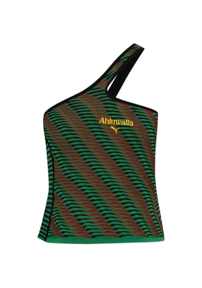PUMA x Ahluwalia one-shoulder logo-embroidered top - Green
