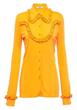 Prada ruffle-trimmed button-up shirt - Orange