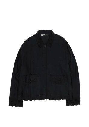 Bimba y Lola floral-embroidered scalloped-edge jacket - Black
