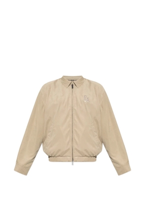 Emporio Armani logo-embroidered zip-up jacket - Neutrals